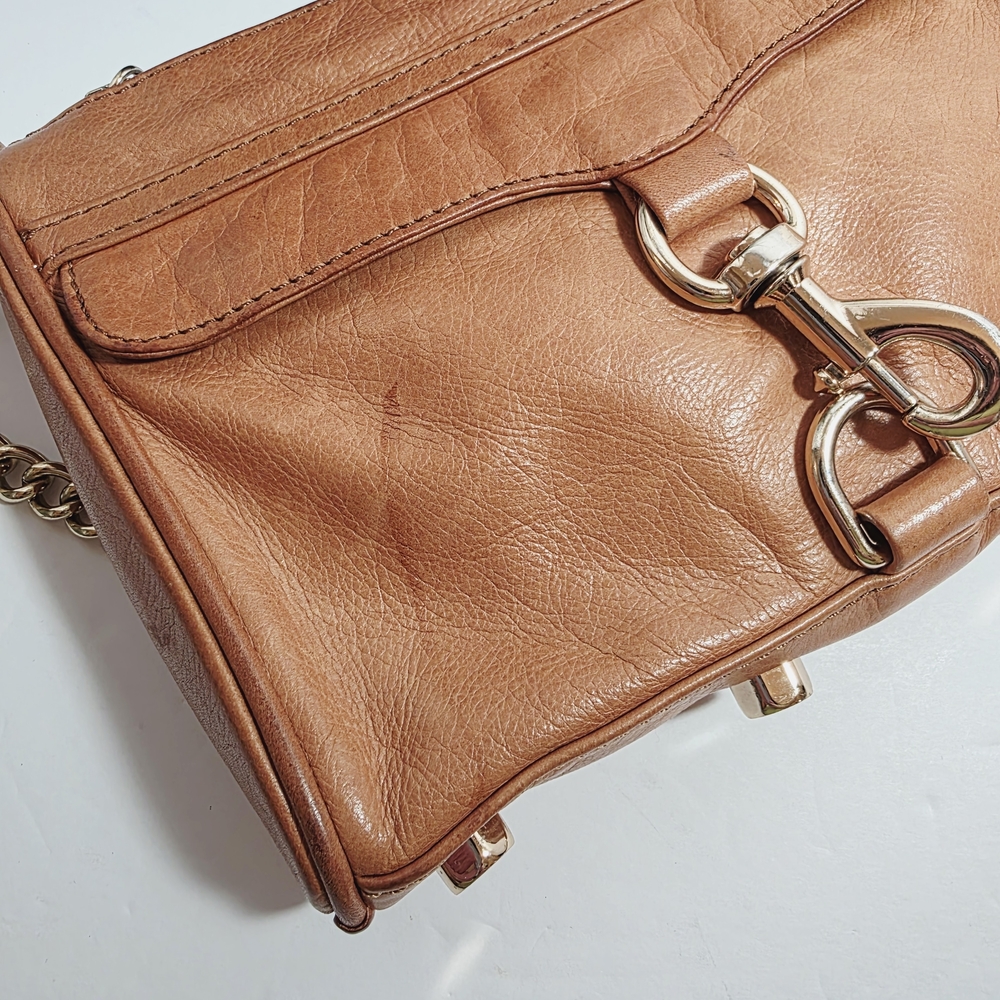 Rebecca Minkoff Leather Mini M.A.C. Crossbody Bag – Cognac Brown - Picture 6 of 14